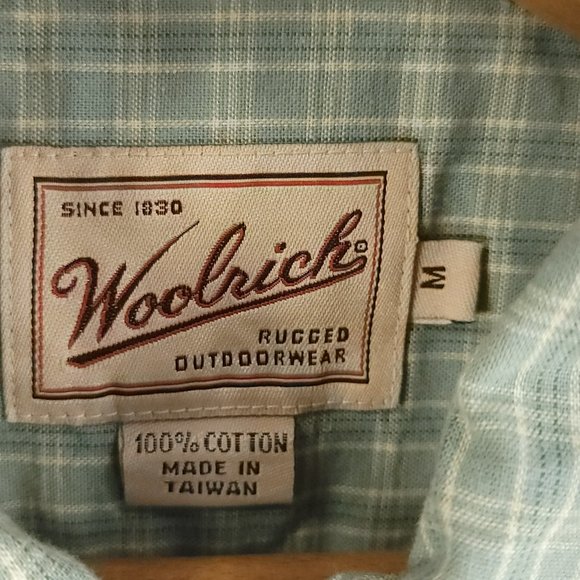 Woolrich Top Women's Medium Multicolor Plaid Cotton Button Front Short Sleeve - Picture 4 of 7